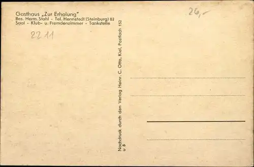 Ak Lockstedt in Holstein, Gasthaus Zur Erholung, Außenansicht, Haus Schott