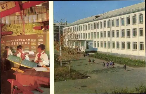 Ak Bratsk Russland, Schule No. 26, Junge Flugzeugmodellbauer im Pionierpalast