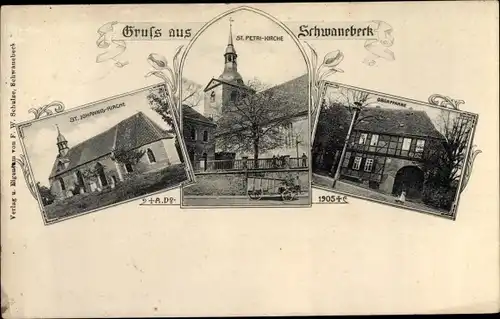 Ak Schwanebeck Sachsen Anhalt, St. Johannis Kirche, St. Petrikirche