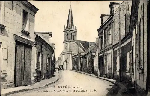 Ak Mazé Maine-et-Loire, La route de St. Mathurin et l'Eglise