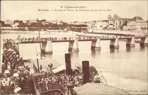 Ak Royan Charente Maritime, Arrivee du Bateau de Bordeaux