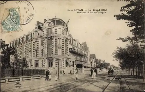 Ak Royan Charente Maritime, Le Grand Hotel, Boulevard Saint Georges