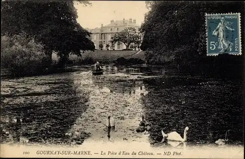 Ak Gournay sur Marne Seine Saint Denis, La Piece d'Eau du Chateau