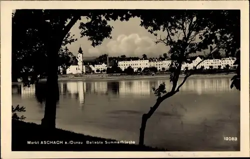 Ak Aschach an der Donau Oberösterreich, Blick zum Ort