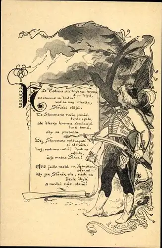 Künstler Ak Ales, M., Junger Soldat, Schwert, Hut mit Feder