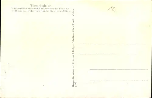 Ak Thilhove Ruppichteroth Nordrhein Westfalen, Theresienhöhe, Müttererholungsheim