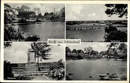 Ak Schürsdorf Scharbeutz, Partie am Teich, Ehrendenkmal