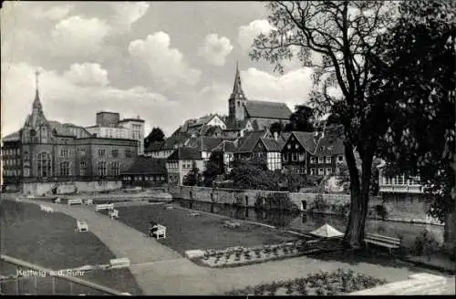 Ak Kettwig Essen im Ruhrgebiet, Teilansicht, Park