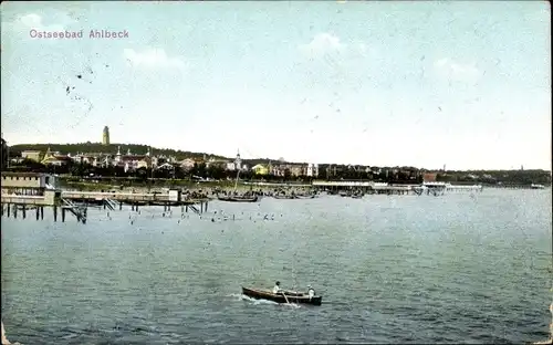 Ak Ostseebad Ahlbeck Heringsdorf auf Usedom, Strand vom Meer gesehen