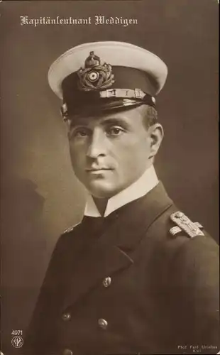 Ak Otto Weddigen, Marineoffizier, Kapitänleutnant, Portrait, Heldentod auf der U 29