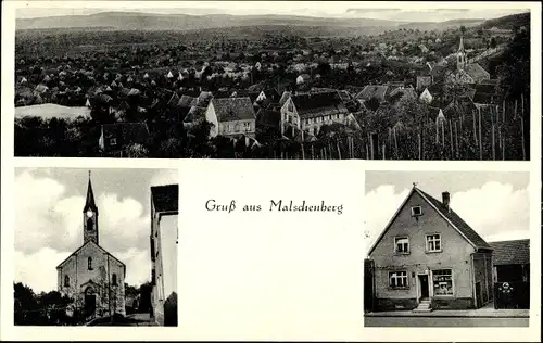 Ak Malschenberg Rauenberg Rhein-Neckar-Kreis, Gesamtansicht, Gasthaus zum Grünen Hof