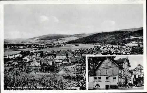 Ak Gertenbach Witzenhausen Werra Meißner Kreis, Blick auf den Ort, Gaststätte Schäfer