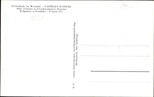 Ak Gertenbach Witzenhausen Werra Meißner Kreis, Blick auf den Ort, Gaststätte Schäfer