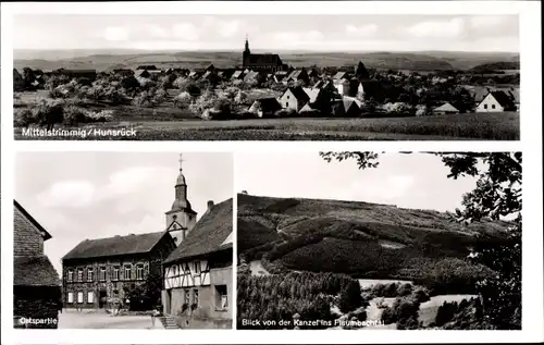 Ak Mittelstrimmig im Hunsrück, Totalansicht, Flaumbachtal, Kirche