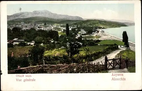 Ak Aluschta Alouchta Krim Ukraine, Blick auf den Ort