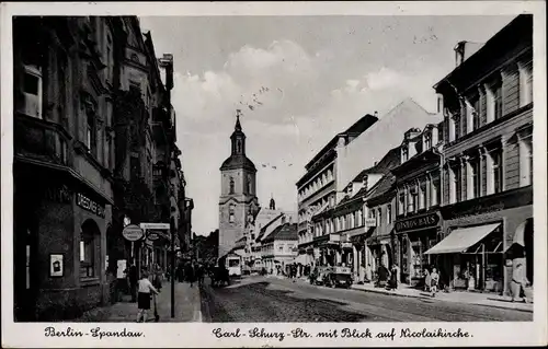 Ak Berlin Spandau, Carl Schurz Straße, Nicolaikirche