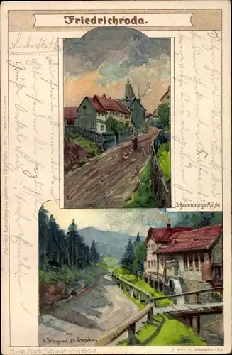 Künstler Litho Stagura, Albert, Friedrichroda Thüringer Wald, Schauenburgsmühle