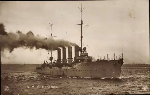 Ak Deutsches Kriegsschiff SMS Karlsruhe, Kleiner Kreuzer, Karlsruhe-Klasse, Kaiserliche Marine