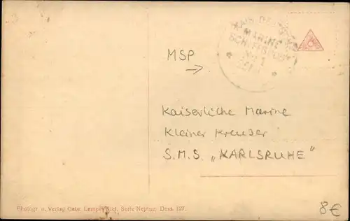 Ak Deutsches Kriegsschiff SMS Karlsruhe, Kleiner Kreuzer, Karlsruhe-Klasse, Kaiserliche Marine