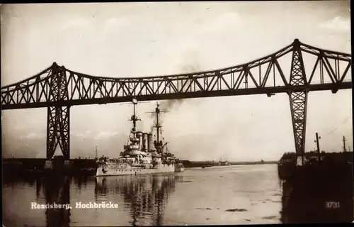 Ak Rendsburg in Schleswig Holstein, Kriegsschiff, Linienschiff, Deutschland-Klasse, Kaiserl. Marine