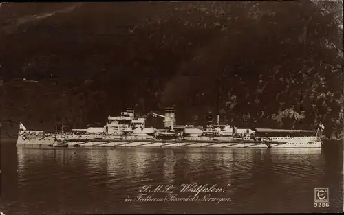 Ak Kriegsschiff SMS Westfalen, Großlinienschiff, Nassau-Klasse, Kaiserl. Marine, Fretheim Norwegen