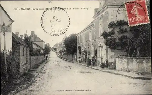 Ak Marigné Maine et Loire, Grande Rue, Bas du Bourg