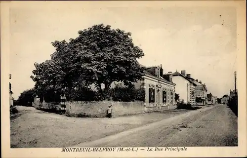 Ak Montreuil Belfroy Maine et Loire, La Rue Principale