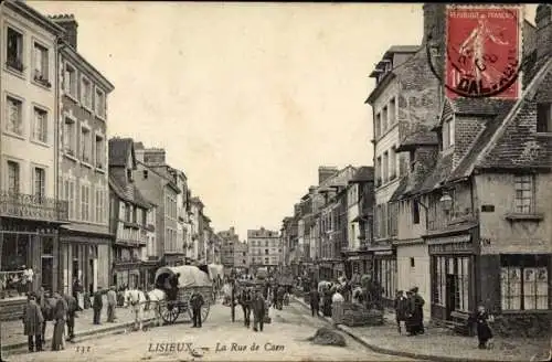 Ak Lisieux Calvados, La Rue de Caen