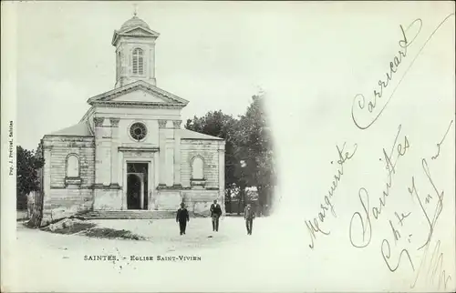 Ak Saintes Charente-Maritime, Eglise Saint Vivien