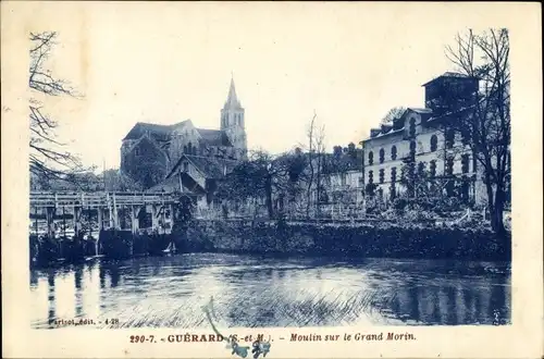 Ak Guérard Seine-et-Marne, Moulin sur le Grand Morin