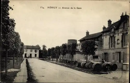 Ak Hericy Seine et Marne, Avenue de la Gare