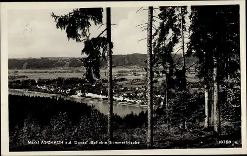 Ak Aschach an der Donau Oberösterreich, Blick auf den Ort mit Umgebung