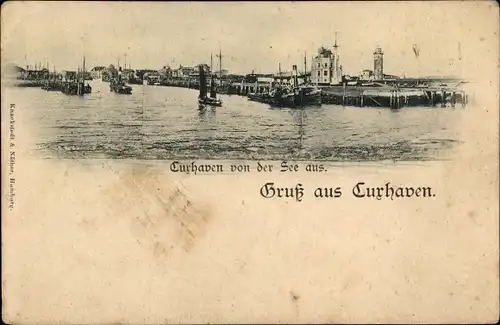 Ak Nordseebad Cuxhaven, Cuxhaven von der See aus