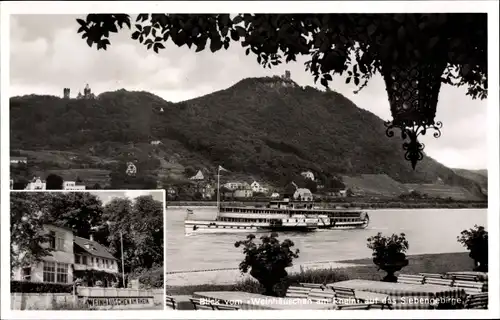 Ak Mehlem Bad Godesberg Bonn am Rhein, Restaurant Weinhäuschen, Siebengebirge, Binnendampfer