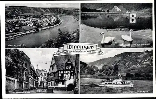 Ak Winningen in Rheinland Pfalz, Wasserbus Winningen, Weinhexenbrunnen, Ortsansicht