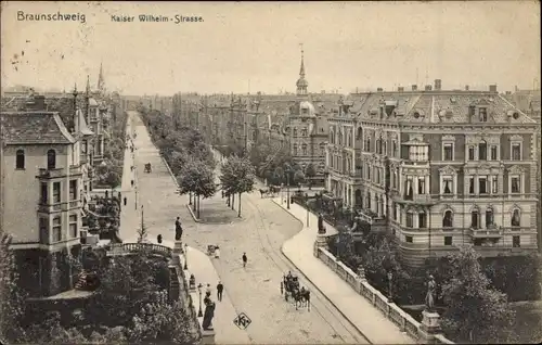 Ak Braunschweig in Niedersachsen, Blick auf die Kaiser Wilhelm Straße