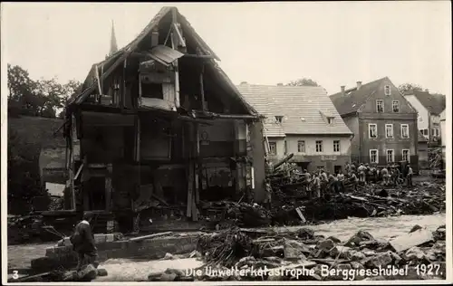 Foto Ak Berggießhübel, Unwetter vom 08 07 1927