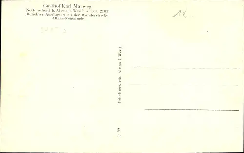 Ak Nettenscheid Altena in Westfalen, Gasthof Karl Mayweg