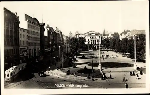 Foto Ak Poznań Posen, Wilhelmsplatz, Straßenbahn