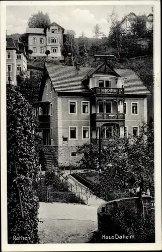 Ak Kurort Rathen im Elbsandsteingebirge, Haus Daheim mit Umgebung