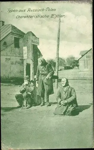 Ak Typen aus Russisch Polen, Charakteristische Bettler