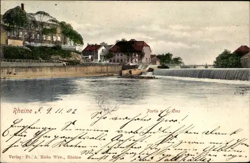 Ak Rheine in Westfalen, Partie an der Ems, Wehr