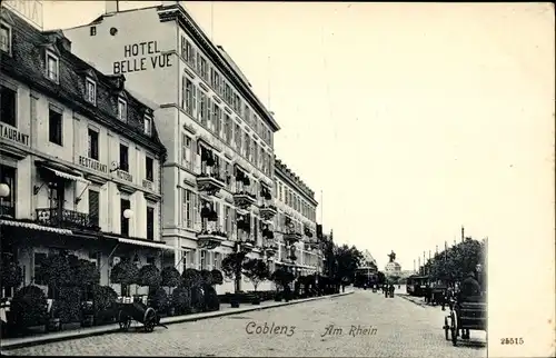 Ak Koblenz in Rheinland Pfalz, Hotel Bellevue, Am Rhein