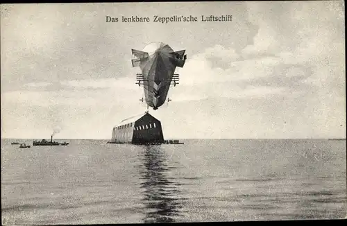 Ak Das lenkbare Zeppelin'sche Luftschiff, Luftschiffhalle