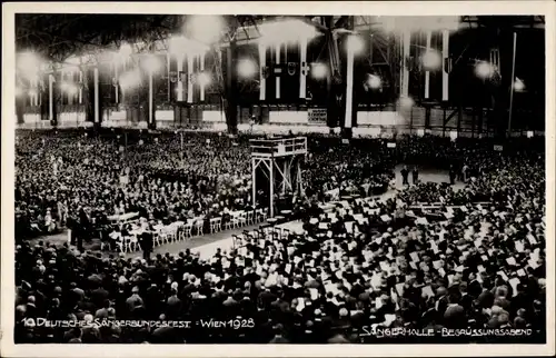 Foto Ak Wien I., 10. Deutsches Sängerbundesfest 1928, Sängerhalle, Begrüßungsabend