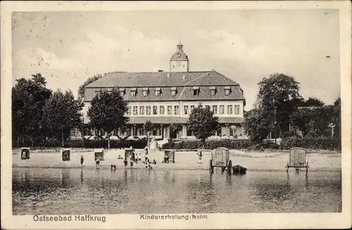 Ak Haffkrug Scharbeutz Ostholstein, Strandpartie am Kindererholungsheim