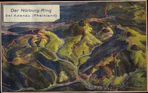 Landkarten Ak Nürburg in der Eifel, Nürburgring, Rennstrecke