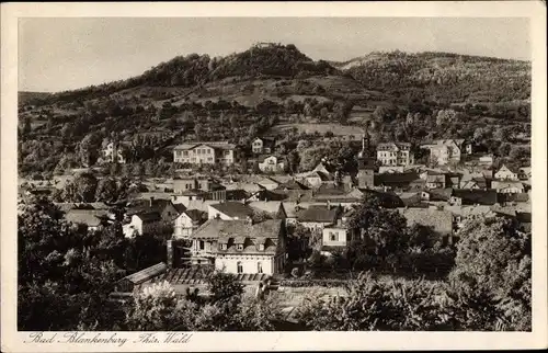 Ak Bad Blankenburg in Thüringen, Panoramaansicht vom Ort mit Ruine Greifenstein