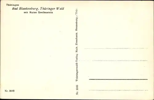 Ak Bad Blankenburg in Thüringen, Panoramaansicht vom Ort mit Ruine Greifenstein