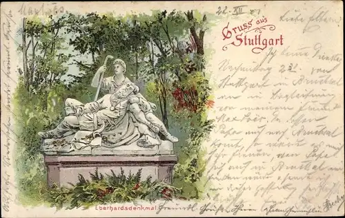 Litho Stuttgart in Baden Württemberg, Eberhardsdenkmal